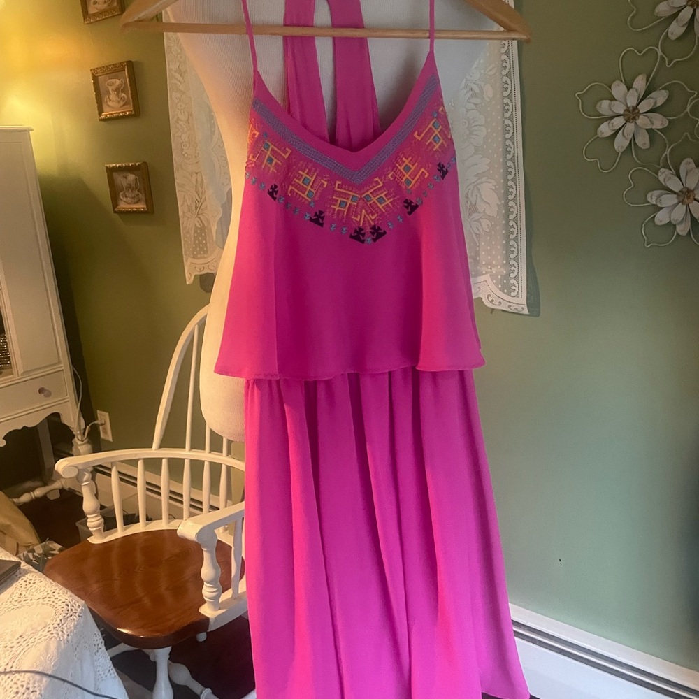Xhilaration Fuchsia Dress with Embroidery